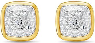 Diana M. Jewels 14KT YELLOW GOLD LAB GROWN CUSHION CUT STUDS IN A BEZEL SETTING WEIGHING 3.00 CTS TW