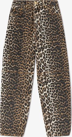 Ganni Brown Stary Jeans in Leopard Print - Size 24W/33L Organic Cotton