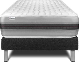 VITALIT Somier Negro + Colch&oacute;n Con Muelles Y Viscoel&aacute;stica 90 X 190