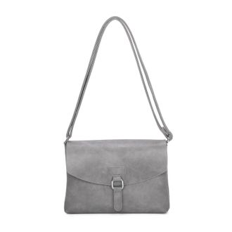 Generic Vegan Leather Crossbody Bag, PU Leather Shoulder Bag with Buckle Closure, 27x18x4 cm (Grey)