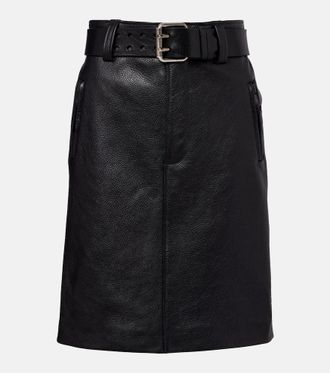 Saint Laurent Gonna a tubino in pelle con cintura