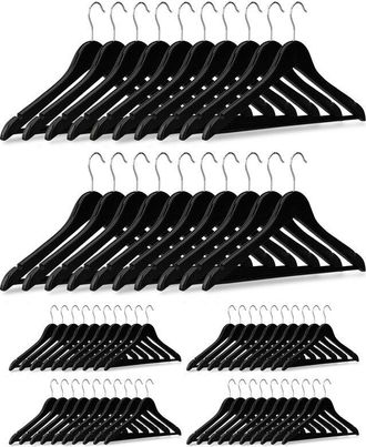 Relaxdays Pack De 60 Perchas Ropa, Colgadores Para Pantalones Y Camisas, Gancho Con Giro De 360&deg;, 23 X 44 X 1 Cm, Negro