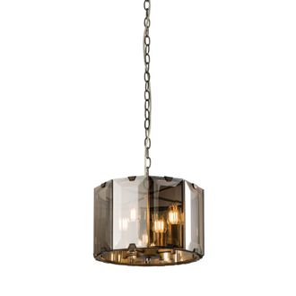 Loops Ceiling Pendant Light Gloss Slate Grey & Smoked Cut Glass 4 x 40W E14