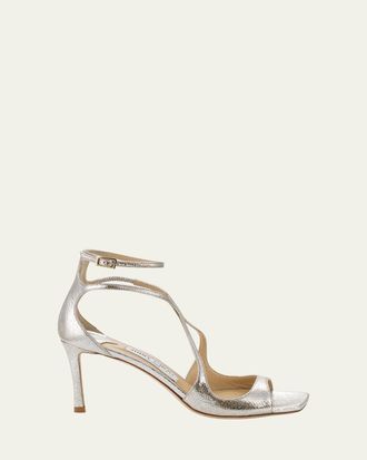 Jimmy Choo London Azia Crisscross Metallic Ankle-Strap Sandals