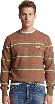 Dsquared2 Brown Stripes Logo Sweater