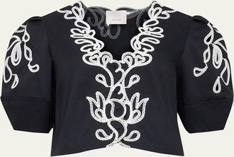 Cinq &agrave; Sept Bellara Embroidered Paisley Bloom Top