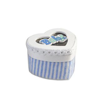 Trade Shop Trade Shop - 12 Scatolina Porta Confetti A Forma Di Cuore Bomboniera Nascita Bimbo Azzurro