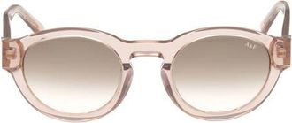 Abercrombie & Fitch 49mm Round Sunglasses in Shiny Beige /Smoke Blush at Nordstrom