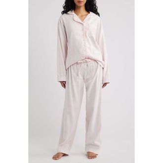 House of CB Classic Brushed Cotton Flannel Pajamas in Pink at Nordstrom, Size X-Small