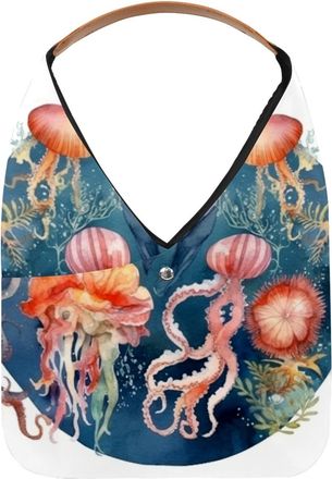 Generic Jellyfish Reusable Lightweight Grocery Bags - Foldable Into Compact Pouch, Washable & Sturdy, Multipurpose for Shopping and Travel