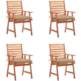 vidaXL Vidaxl - Sillas Comedor De Jard&iacute;n Y Cojines 4 Uds Madera Maciza Acacia