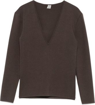 Toteme Brown V Neck Sweatshirt