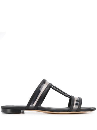 Tod's flat leather sandals - women - Leather/Leather/Leather/Rubber/Rubber - 37.5 - Black