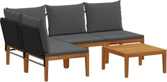 vidaXL 5 Uds. Madera De Acacia S&oacute;lida Y Cuerda Natural Vidaxl