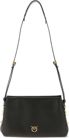 Pinko Rectangular Shoulder Bag In Smooth Cow Leather With Gold Accents