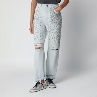 Golden Goose Light blue jeans with cabochon crystals