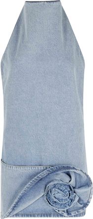 Magda Butrym Blue Denim Flower-Detail Cotton Denim Mini Dress