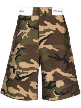 Palm Angels Shorts met camouflageprint - Groen