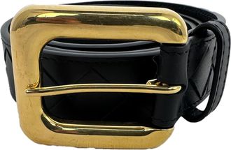 Bottega Veneta Pre-owned Womens Contour Intrecciato Belt in Black Calf Leather - One Size
