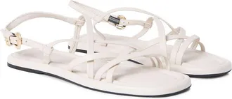 Tommy Hilfiger Platte leren sandalen met gekruiste bandjes