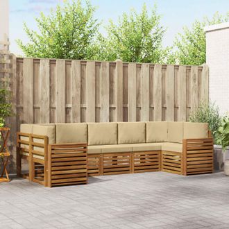 vidaXL Vidaxl Set Di Divani Da Esterno 7 Pz Naturale E Beige