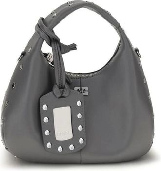 Ganni Borsa a spalla in pelle con borchie - - Bags - Donna - Grigio - ONE SIZE
