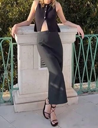 Ciao Lucia Borgia Linen Midi Skirt In Black