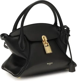 Balmain Womens Small Pulse Day Handbag Noir Calf Leather Bos Taurus Handbags Hand Bags