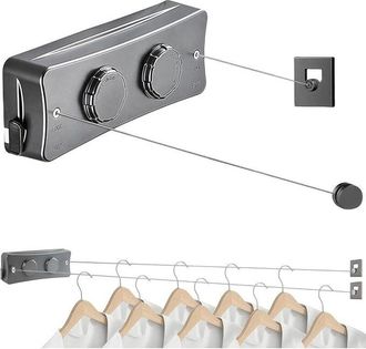 OEM Tendedero Retr&aacute;ctil Para Uso Interior Y Exterior, 2 X 5,1 M, Acero Inoxidable, Tendedero Que Ahorra Espacio (gris)