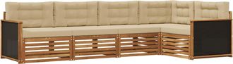 vidaXL Conjunto De Sof&aacute;s De Exterior 5 Uds. Natural Y Beige Poli&eacute;ster Vidaxl