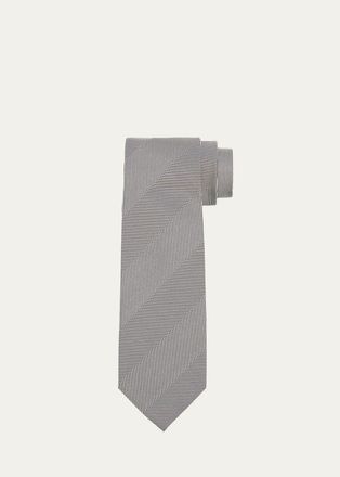 Tom Ford Mens Large Tonal Herringbone Silk Tie