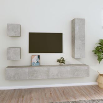 Berkfield Home 5 Piece TV Cabinet Set Concrete Grey Engineered Wood