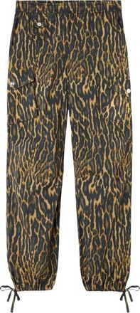 Ganni Bedrukte Stretch Katoenen Cargobroek - Dames - Straight fit broeken - Groen - M - Katoen - Broeken