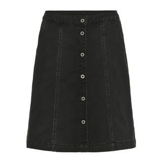 Cream Denim Skirt Black Washed A-line Buttons - female - Cream - Denim Skirts - Black - M - Skirts