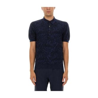 Etro Textured Knit Polo - Heren - Tops - Blauw - Maat: M Katoen