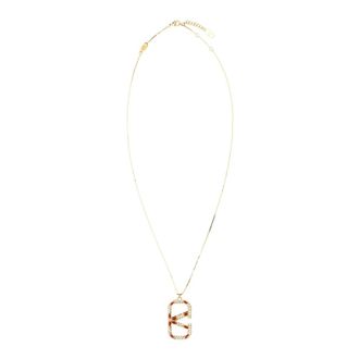 Valentino Garavani Necklaces, female, Yellow, Size: ONE SIZE Gold metal VLogo necklace