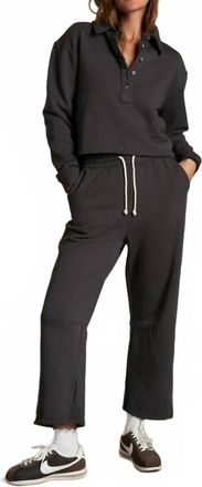 perfectwhitetee Vinny Fleece Collared Sweatshirt In Charcoal