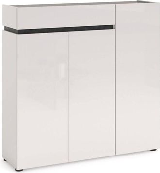 Dmora Scarpiera Joji, Mobile Portascarpe un Cassetto, 10 Ripiani Made in Italy, 34x120x115h cm Bianco Lucido