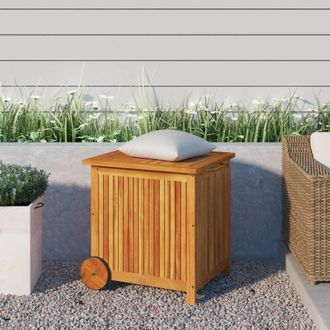 Berkfield Home Garden Storage Box with Wheels 60x50x58 cm Solid Wood Acacia in Brown | Size: 60 x 50 x 58 cm