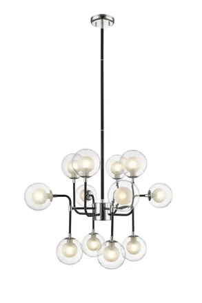 Netlighting Remy 12 Light Pendant Ceiling Light Chrome Black in Grey