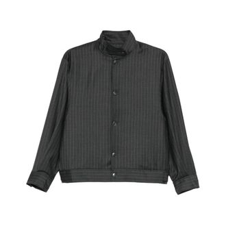 Aya Muse Pinstriped Bomber Jacket - female - Aya Muse - Shirts - Gray - S - Blouses & Shirts