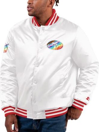 Starter Mens Starter White San Francisco 49ers Pride Full-Snap Varsity Jacket at Nordstrom, Size X-Large