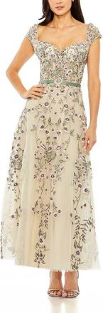 Mac Duggal Floral Embroidered Sweetheart Neckline Dress in Nude Multi at Nordstrom, Size 16