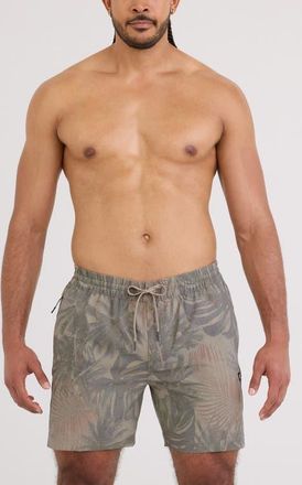 Saxx Sea to Shore 2N1 6-Inch Volley Swim Trunks in Palm Canopy-Khaki at Nordstrom, Size Xx-Large