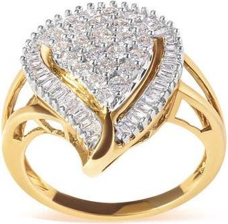 House of Brilliance 10K Yellow Gold 1 Cttw Diamond Ballerina Cluster Ring at Nordstrom, Size 7