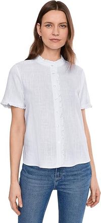 Vince Camuto Short Sleeve Buttondown With Womens Clothing Ultra White : XS, Linen/Rayon