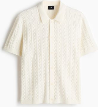 H&M Hemd in Zopfstrick Regular Fit - White