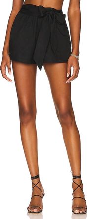 Something Navy Tie Waist Shorts In Black