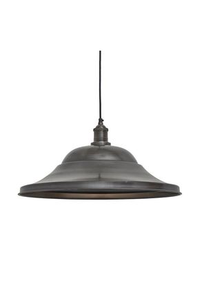 Industville Brooklyn Giant Hat Pendant, 21 Inch, Pewter, Pewter Holder in Dark Grey