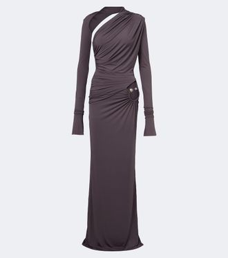 De La Vali Jade cutout asymmetric jersey gown